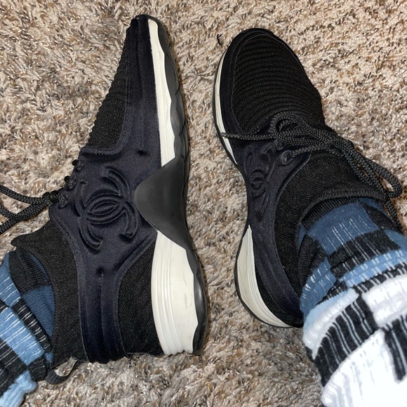 Chanel Black Stretch Fabric and Satin Sneakers - Picture 7 of 10